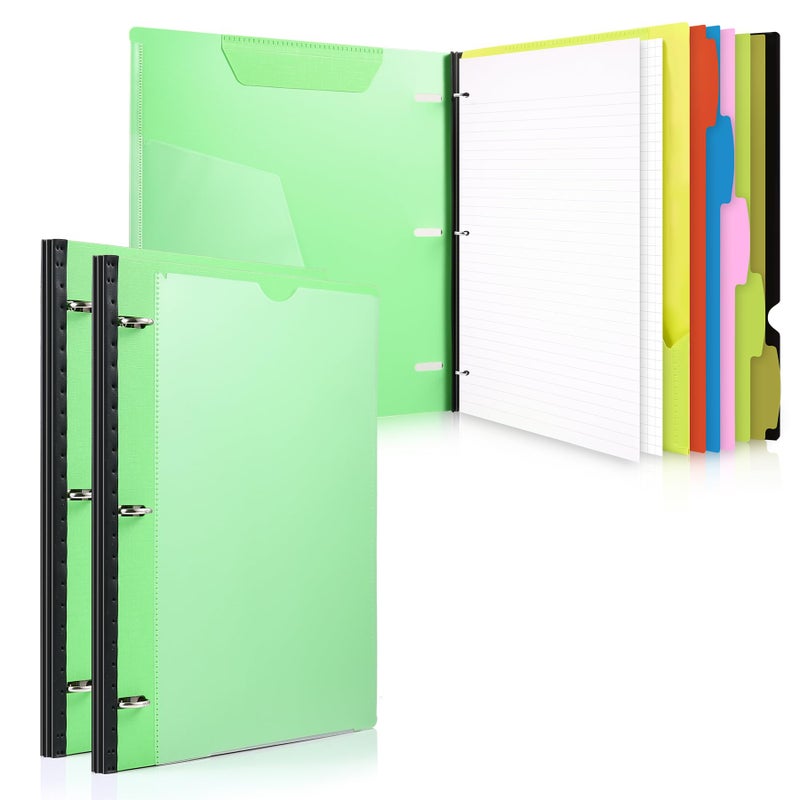 ووت آي WOT I 2-Pack Telescoping 3 Ring Binder Notebooks - غطاء قابل للتخصيص، 5 فواصل ومجلد جيب في منظم واحد رفيع (60 ورقة متضمنة)، أخضر - Image 1